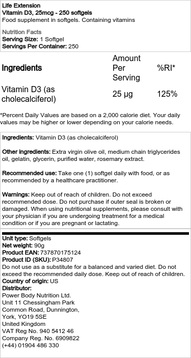 1000 IU - 250 softgels