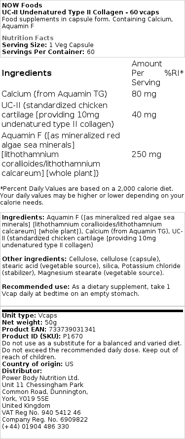 UC-II Udenatureret type II kollagen - 120 kapsler - Billede 2