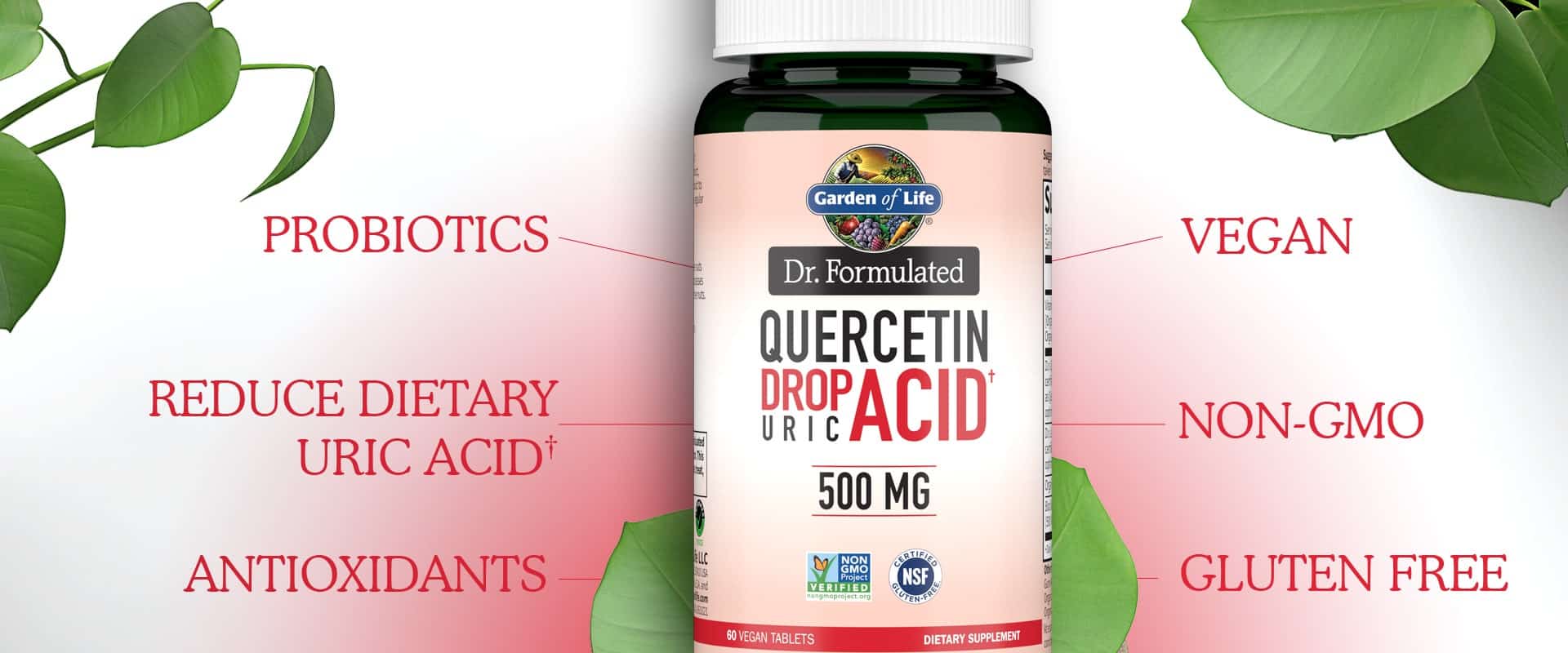 dr formulerede 500mg Quercetin Drop Uric Acid af Garden of Life