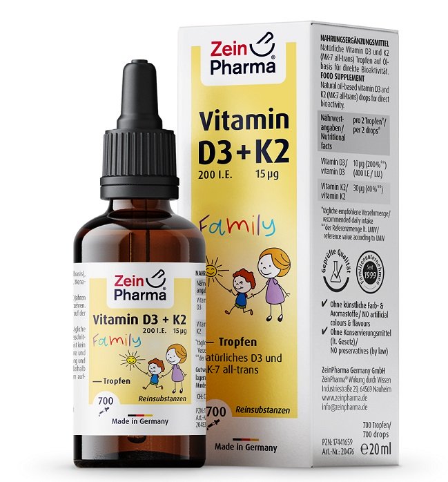 Vitamin D3 + K2 Familie Dråber - 20 ml