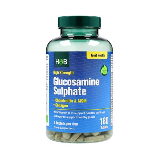 Holland & Barrett - Højstyrke Glucosamin Sulfat + Chondroitin & MSM + Kollagen - 180 tabletter