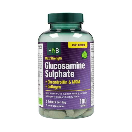 Holland & Barrett - Max Styrke Glucosamin Sulfat + Chondroitin & MSM + Kollagen - 180 tabletter