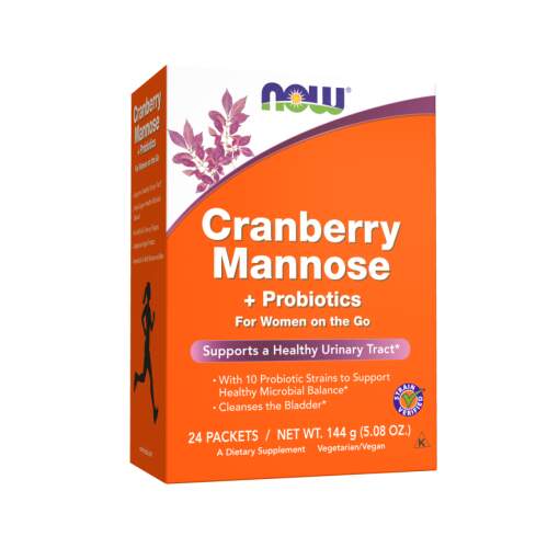 NOW Foods - Tranebær Mannose + Probiotika - 24 pakker