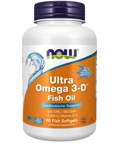 NOW Foods - Ultra Omega 3-D med Vitamin D-3 - 90 bløde kapsler