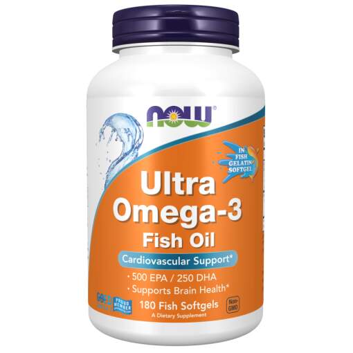 NOW Foods - Ultra Omega-3 (I fiskegelatine softgels) - 180 fiske softgels