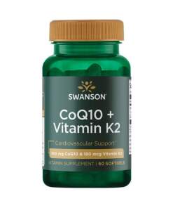 SWANSON CoQ10 100mg + Vitamin K2 180mcg 60 kapsler