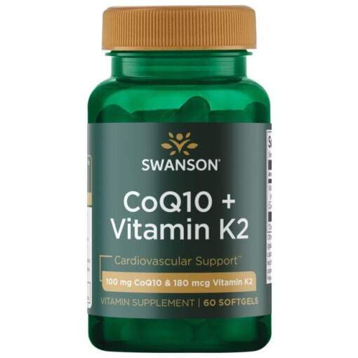 SWANSON CoQ10 100mg + Vitamin K2 180mcg 60 kapsler