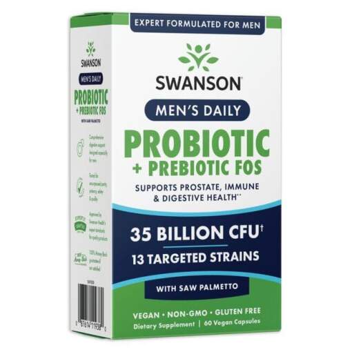 SWANSON Mænds Daglige Probiotikum + Prebiotikum 60 kapsler