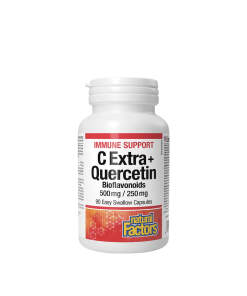 Natural Factors C Extra + Quercetin Bioflavonoids 500 mg/250 mg (90 Capsules)
