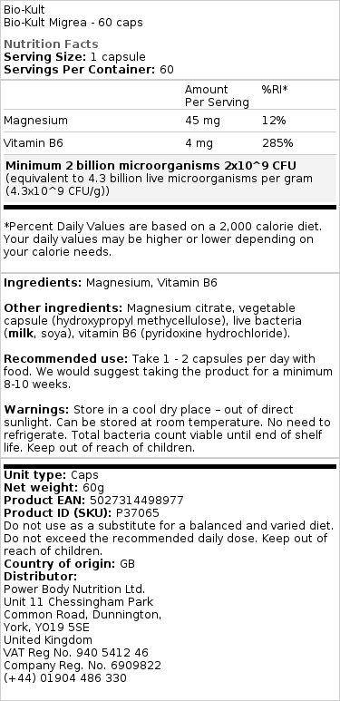 Bio-Kult Migrea - 60 kapsler - Billede 2