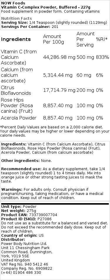 Bufferet Vitamin C-komplekspulver - 227g - Billede 2