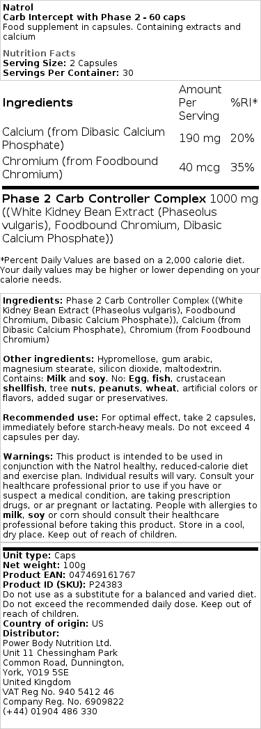 Carb Intercept med fase 2 - 120 vcaps - Billede 2