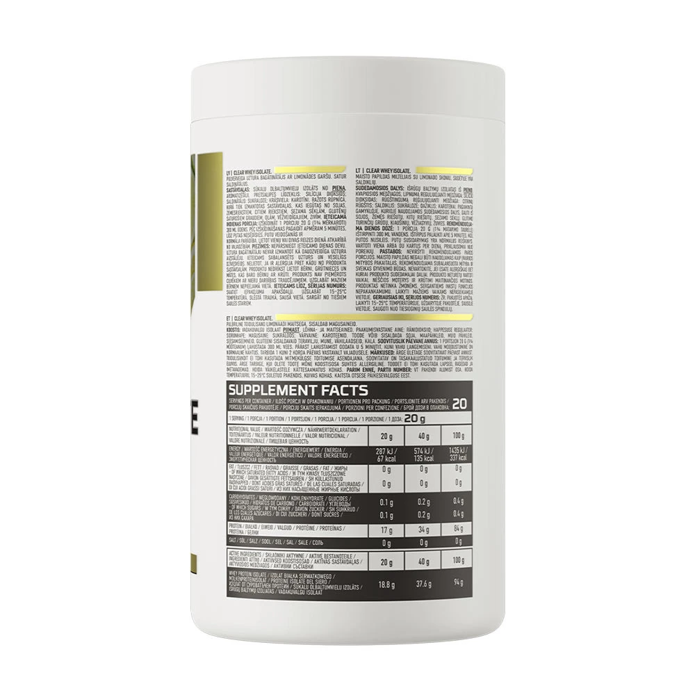 OstroVit - Clear Whey Isolate Lemonade 400g - Billede 3
