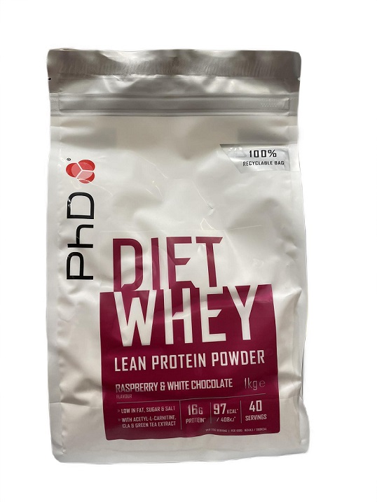 Diet Whey, hindbær og hvid chokolade - 1000g