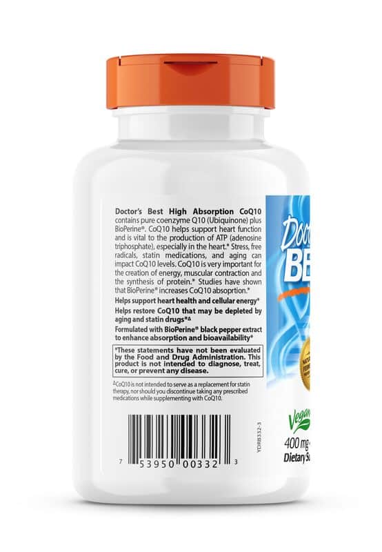 Doctor's Best - High Absorption CoQ10 400 mg, 180 veganske kapsler - Billede 4