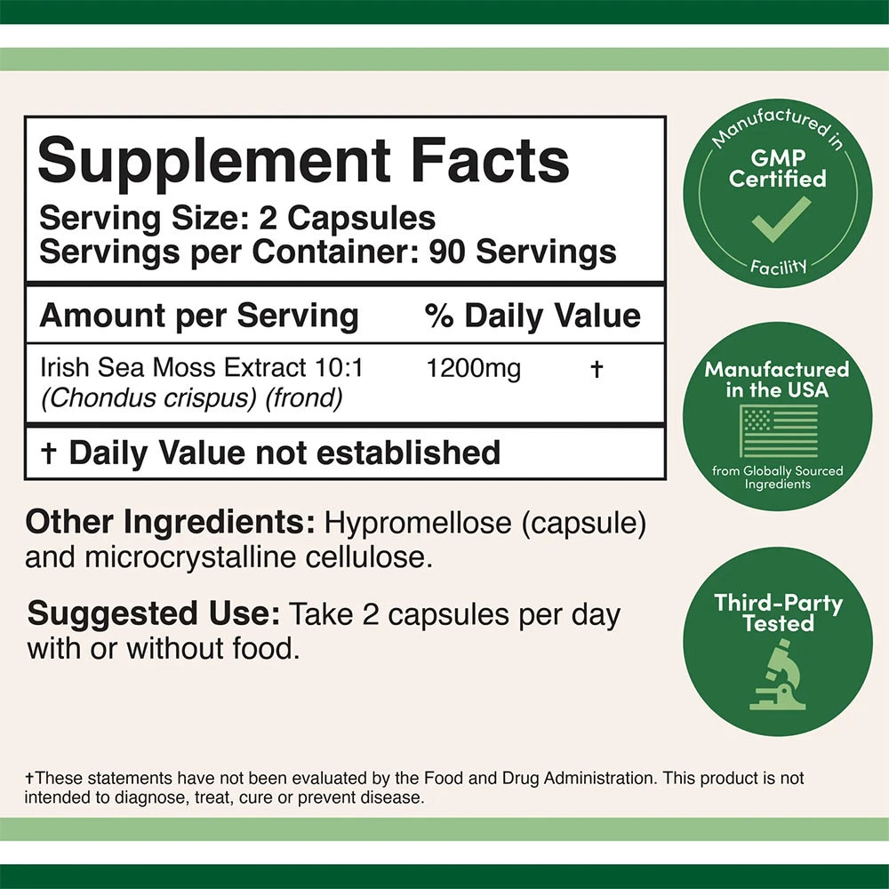 Double Wood Supplements – Irish Sea Moss 180 Kapsler - Billede 2