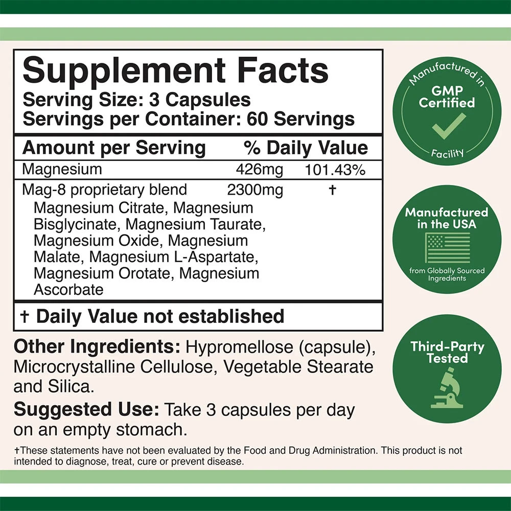 Double Wood Supplements – Magnesium Complex 180 Kapsler - Billede 2