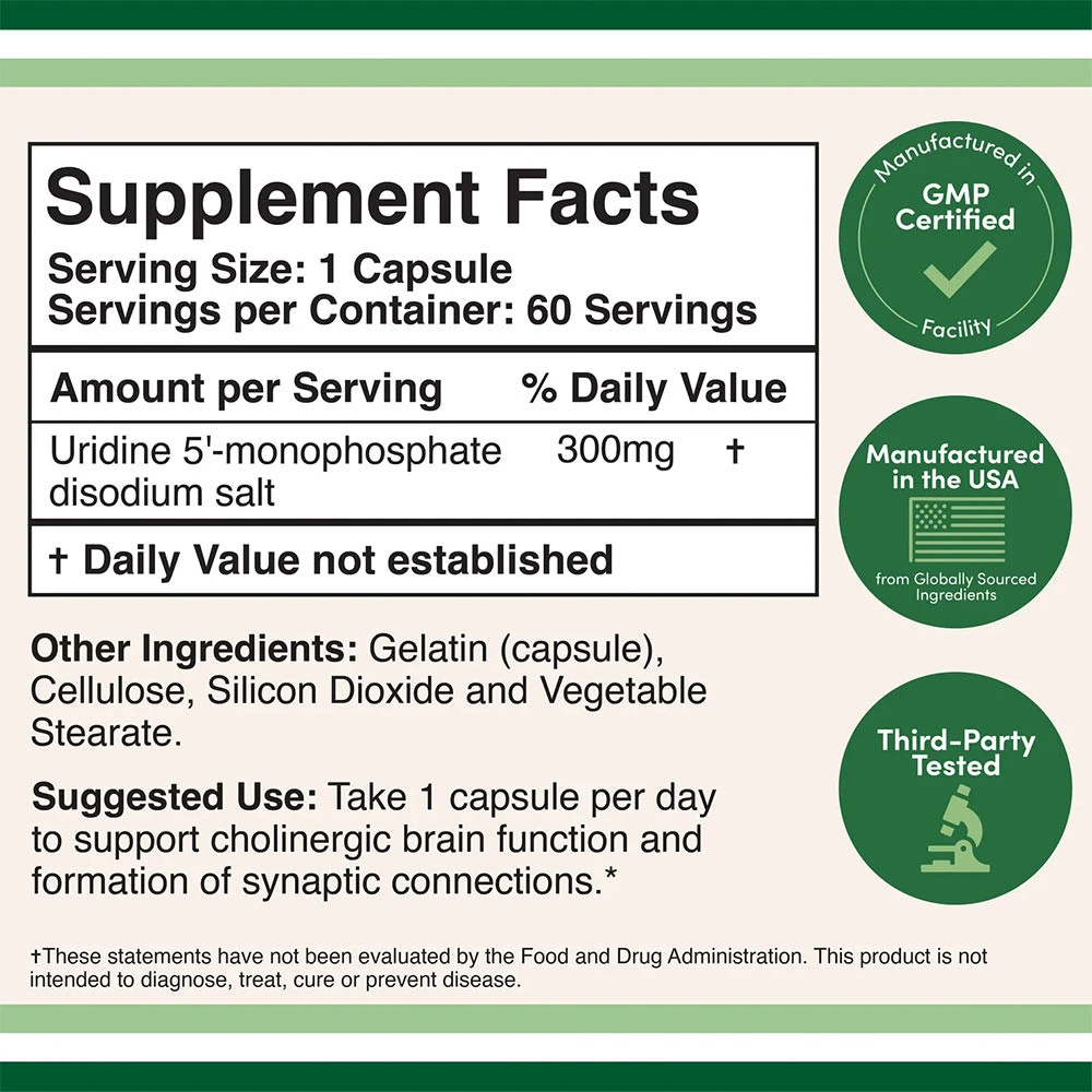 Double Wood Supplements – Uridine 60 kapsler - Billede 2