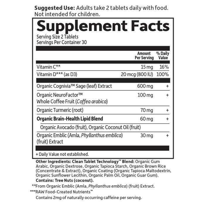 Dr. Formulated Hukommelse & Fokus for Unge Voksne - 60 vegetariske tabletter - Billede 2