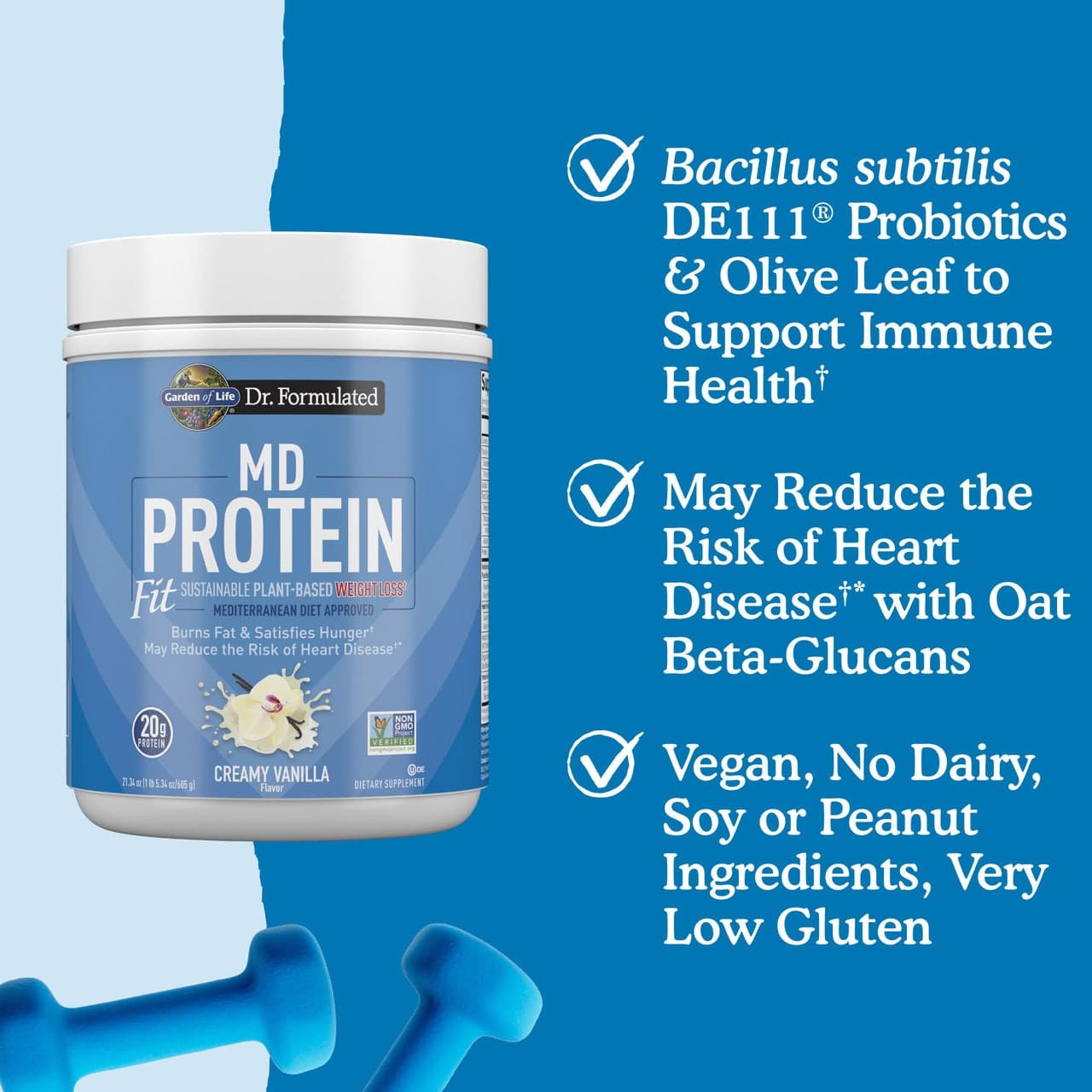 Dr. Formulated MD Protein FIT Bæredygtigt plantebaseret pulver, cremet vanilje - 605 g - Billede 4