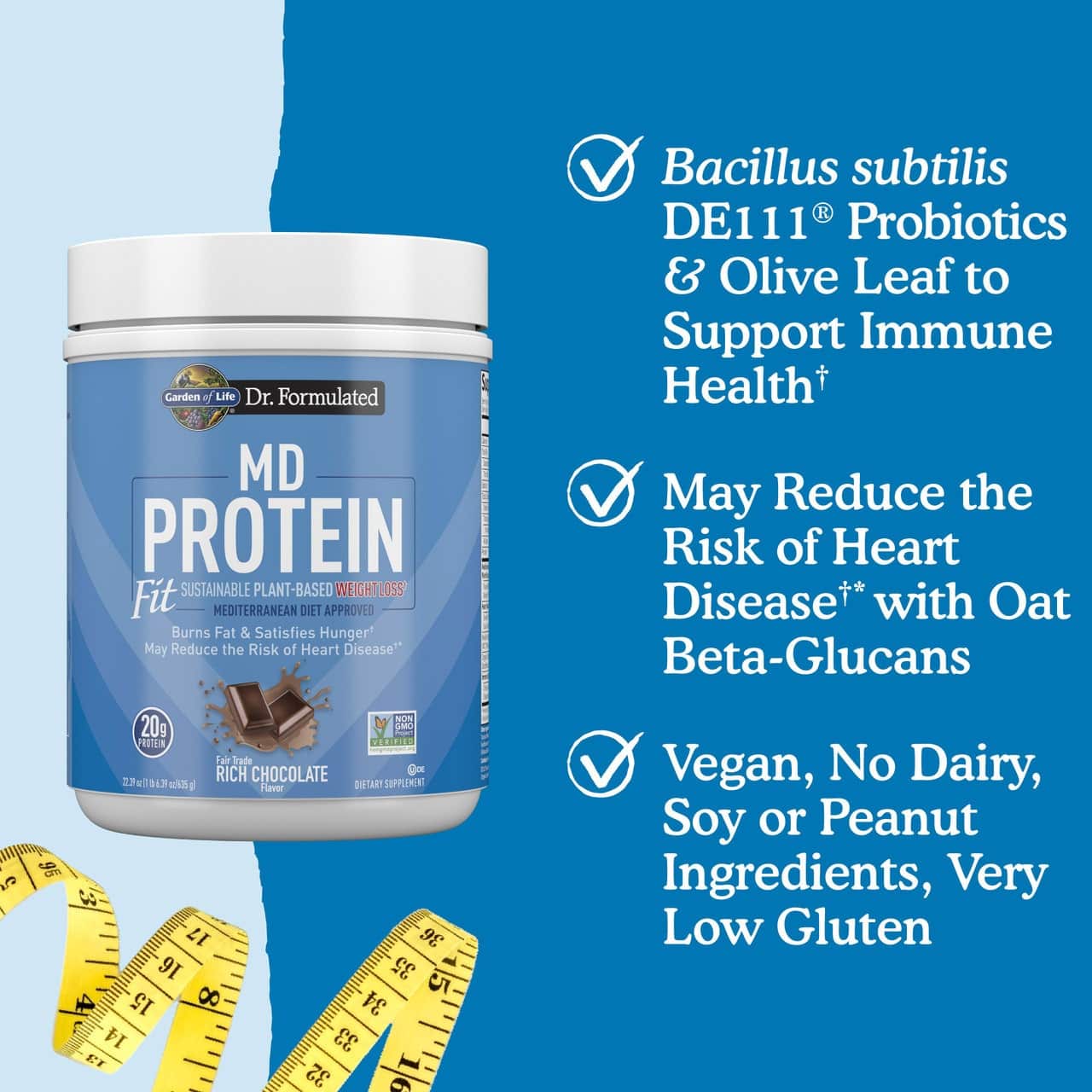 Dr. Formulated MD Protein FIT Bæredygtigt plantebaseret pulver, rig på chokolade - 635g - Billede 4