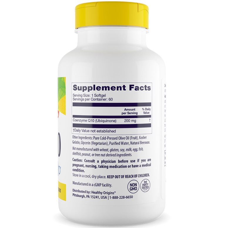 Healthy Origins - CoQ10 200 mg, 60 softgels - Billede 3