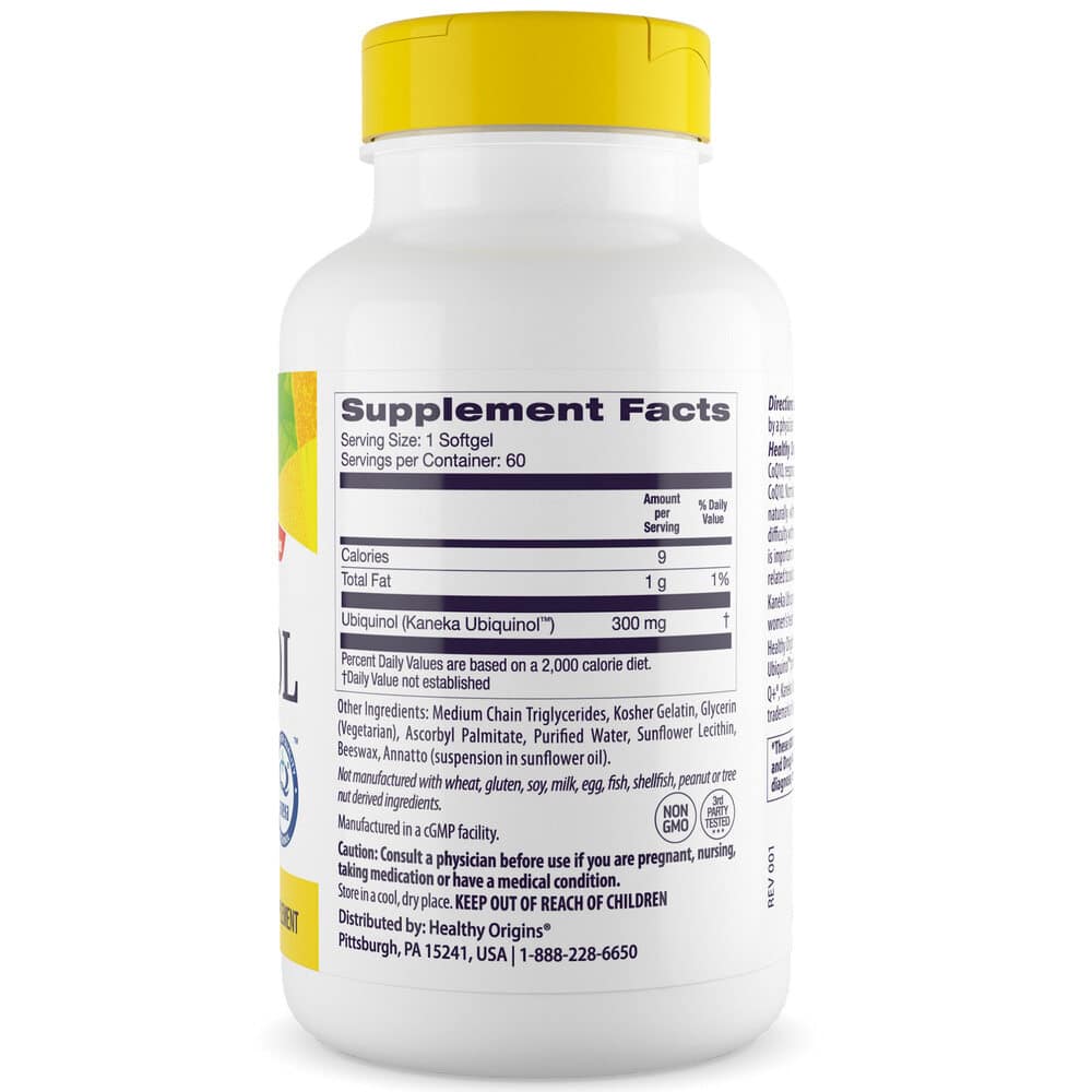 Healthy Origins - Naturlig Ubiquinol 300 mg, 60 softgels - Billede 3