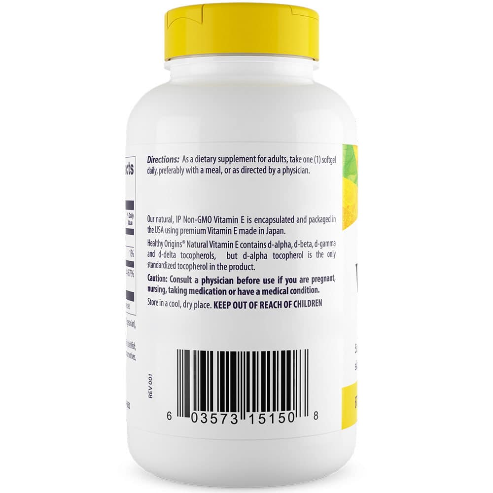 Healthy Origins - Naturlig Vitamin E 1000 IU, 120 softgels - Billede 4