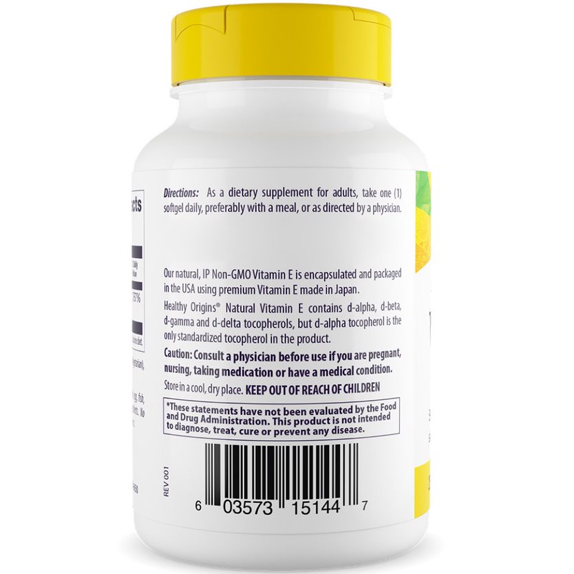Healthy Origins - Naturlig Vitamin E Depot 400 IU, 90 bløde kapsler - Billede 4
