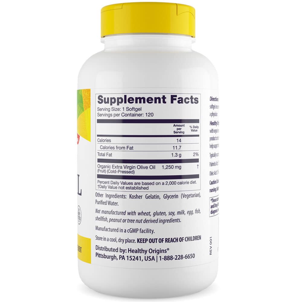 Healthy Origins - Olivenolie 1250 mg, 120 softgels - Billede 3