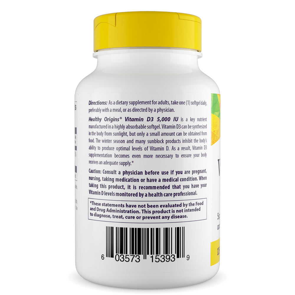 Healthy Origins - Vitamin D3 Depot 5000 IU, 120 bløde kapsler - Billede 5