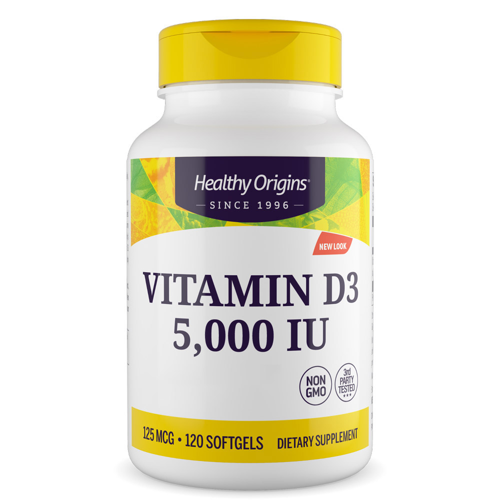 Healthy Origins - Vitamin D3 Depot 5000 IU, 120 bløde kapsler