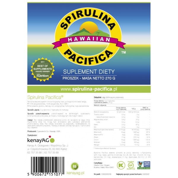 Kenay - Spirulina Pacifica Pulver 270 g