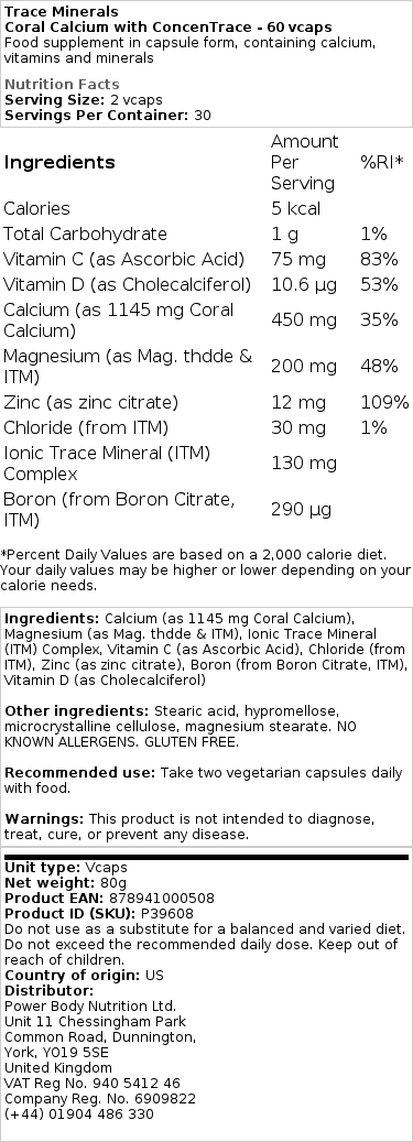 Koralkalcium med koncentrat - 60 veganske kapsler - Billede 2