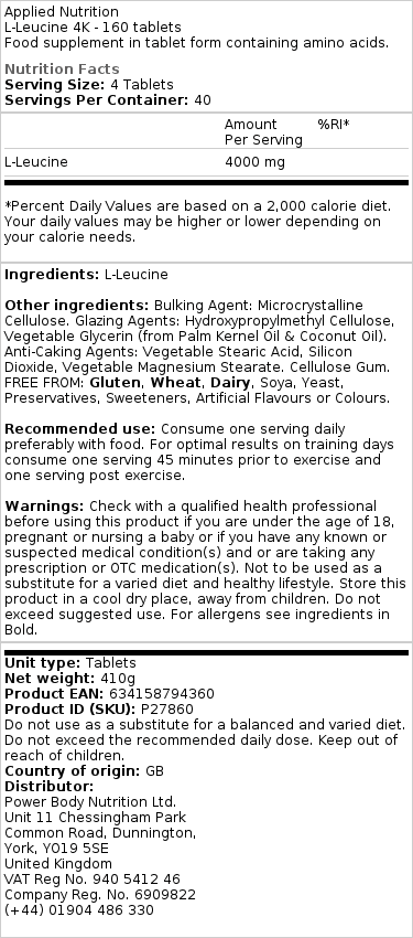 L-Leucine 4K - 160 tabletter - Billede 2