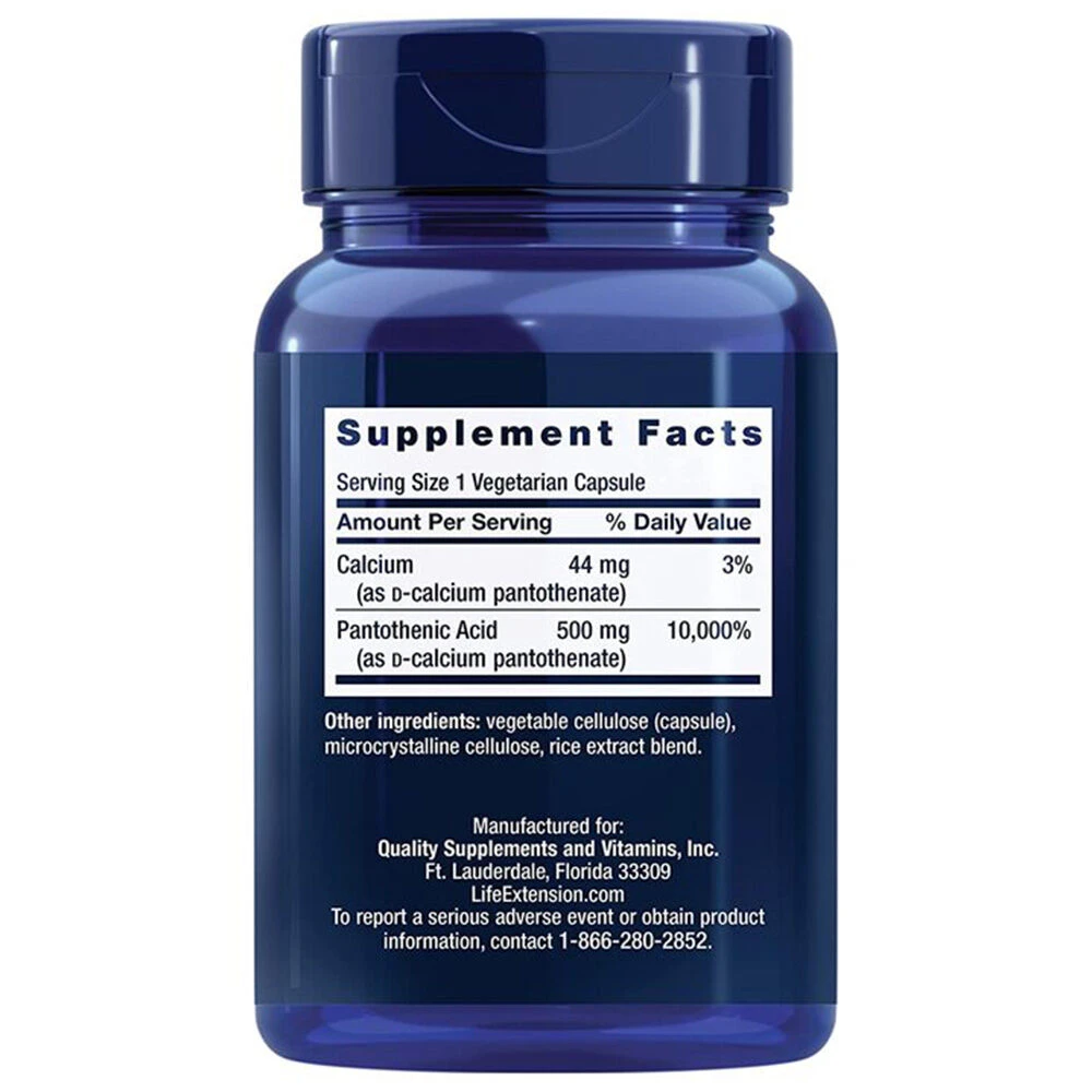 Pantothensyre (B-5-vitamin), 500mg - 100 kapsler - Billede 5