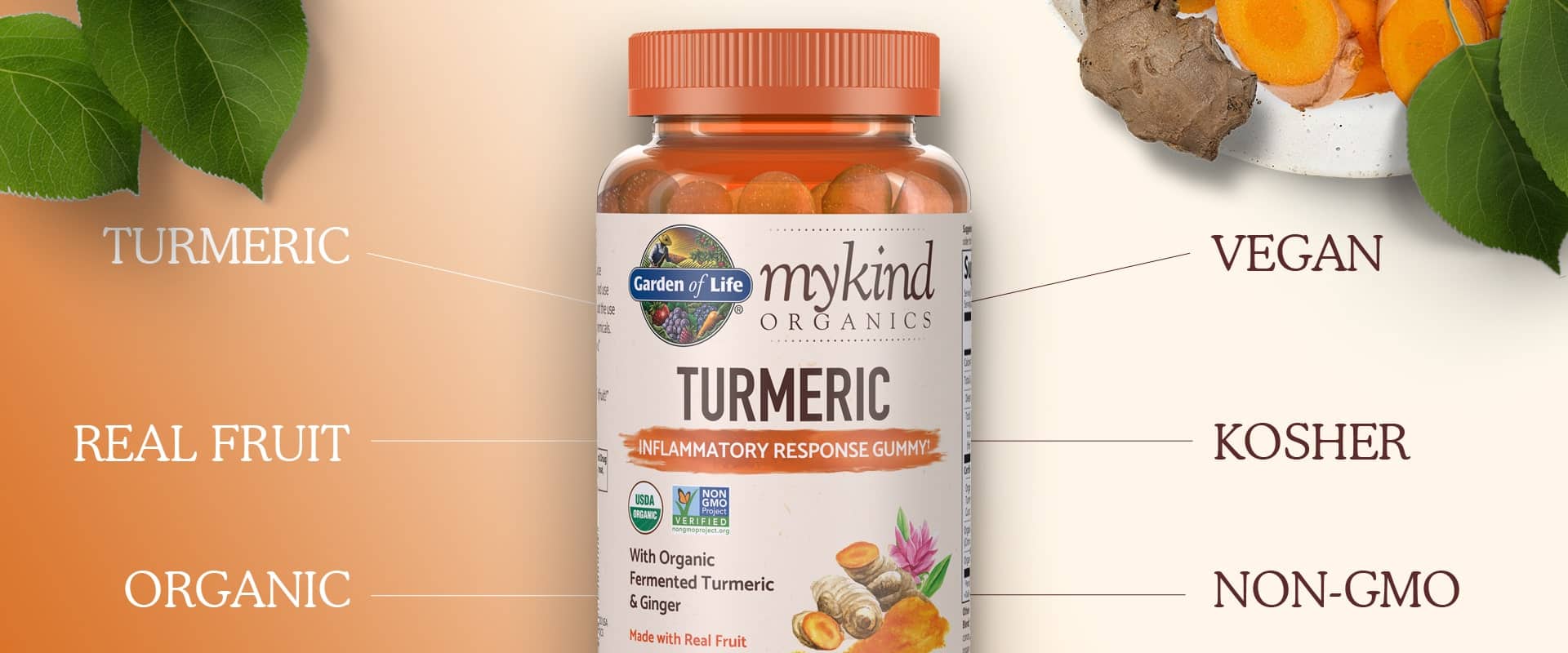 Mykind Organics Gurkemeje Inflammationsrespons 120 Gummier† - Billede 3