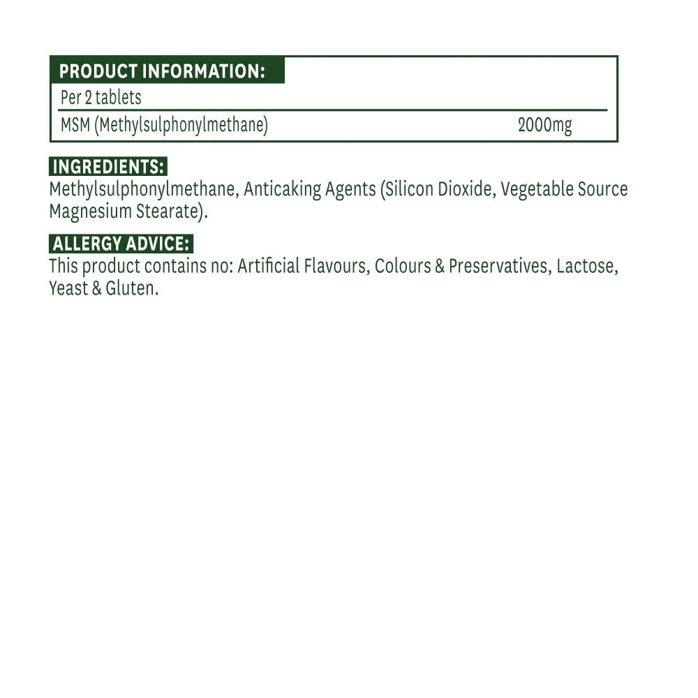 Natures Aid - MSM 1000 mg, 90 tabletter - Billede 2