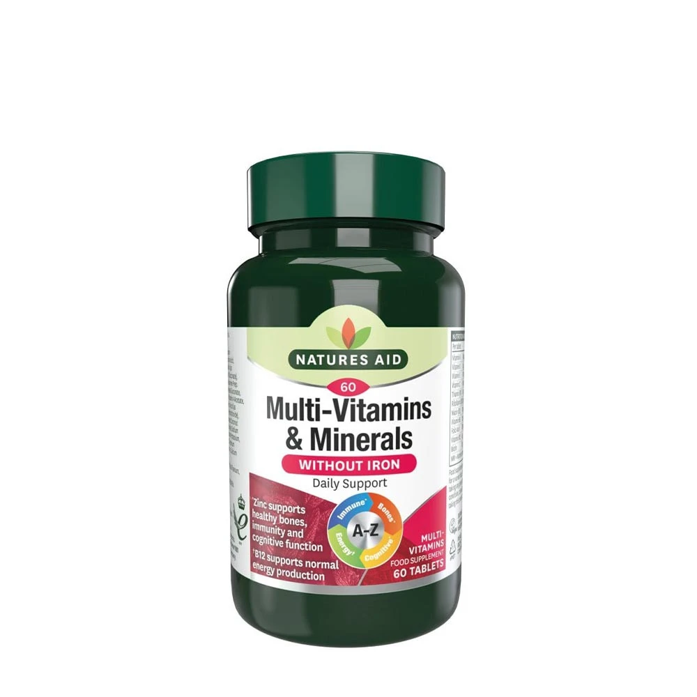 Natures Aid - Multi-Vitaminer & Mineraler uden Jern 60 Tabletter