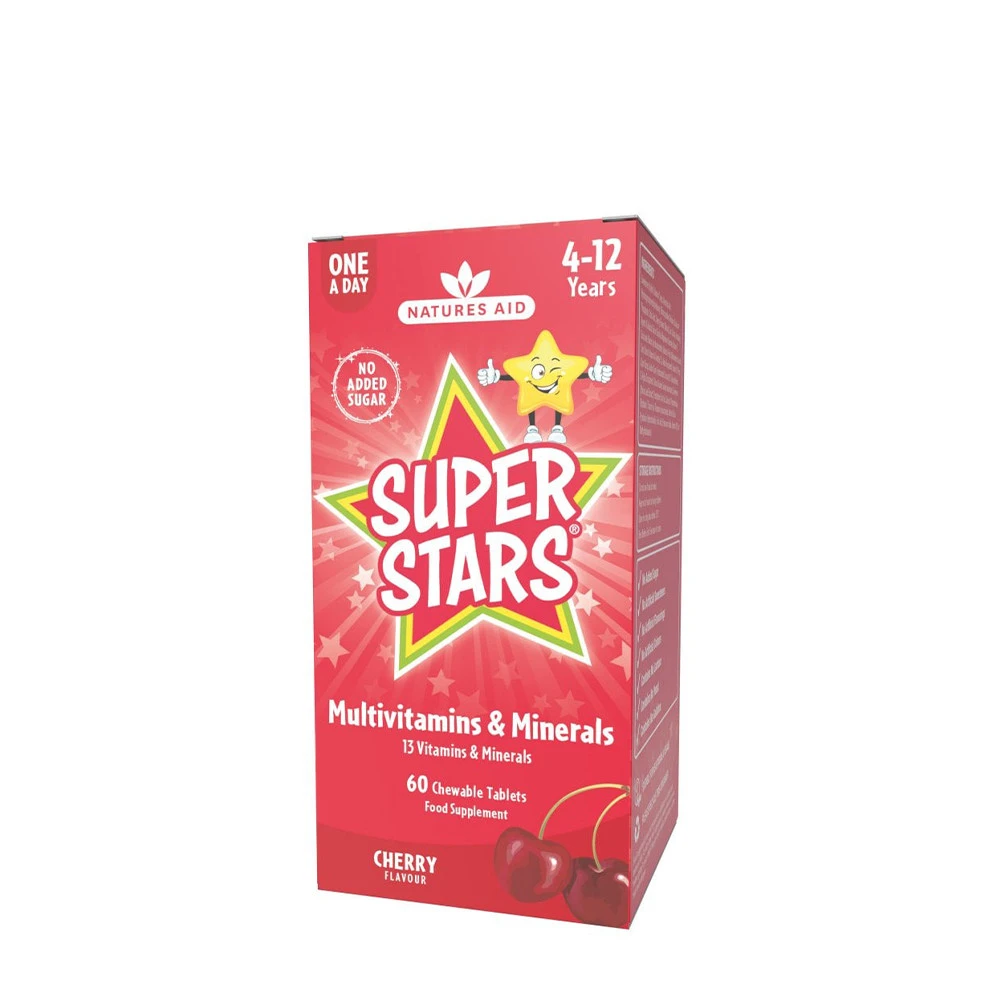 Natures Aid - Super Stars Multivitamin 60 tyggetabletter, kirsebær