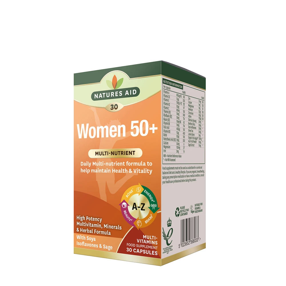 Natures Aid - Women's 50+ Multi-Vitaminer & Mineraler 30 Kapsler
