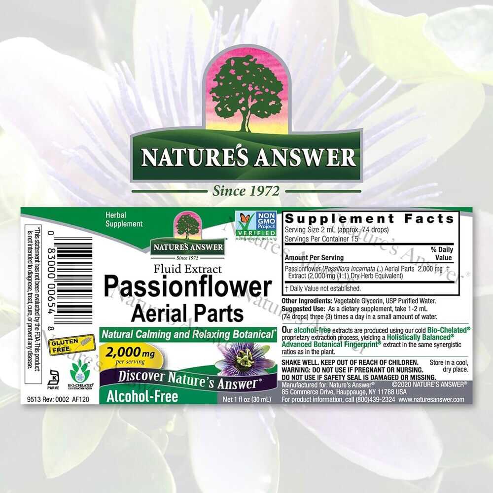Nature's Answer - Passionflower Extract alkoholfri 2000 mg, 30 ml - Billede 3