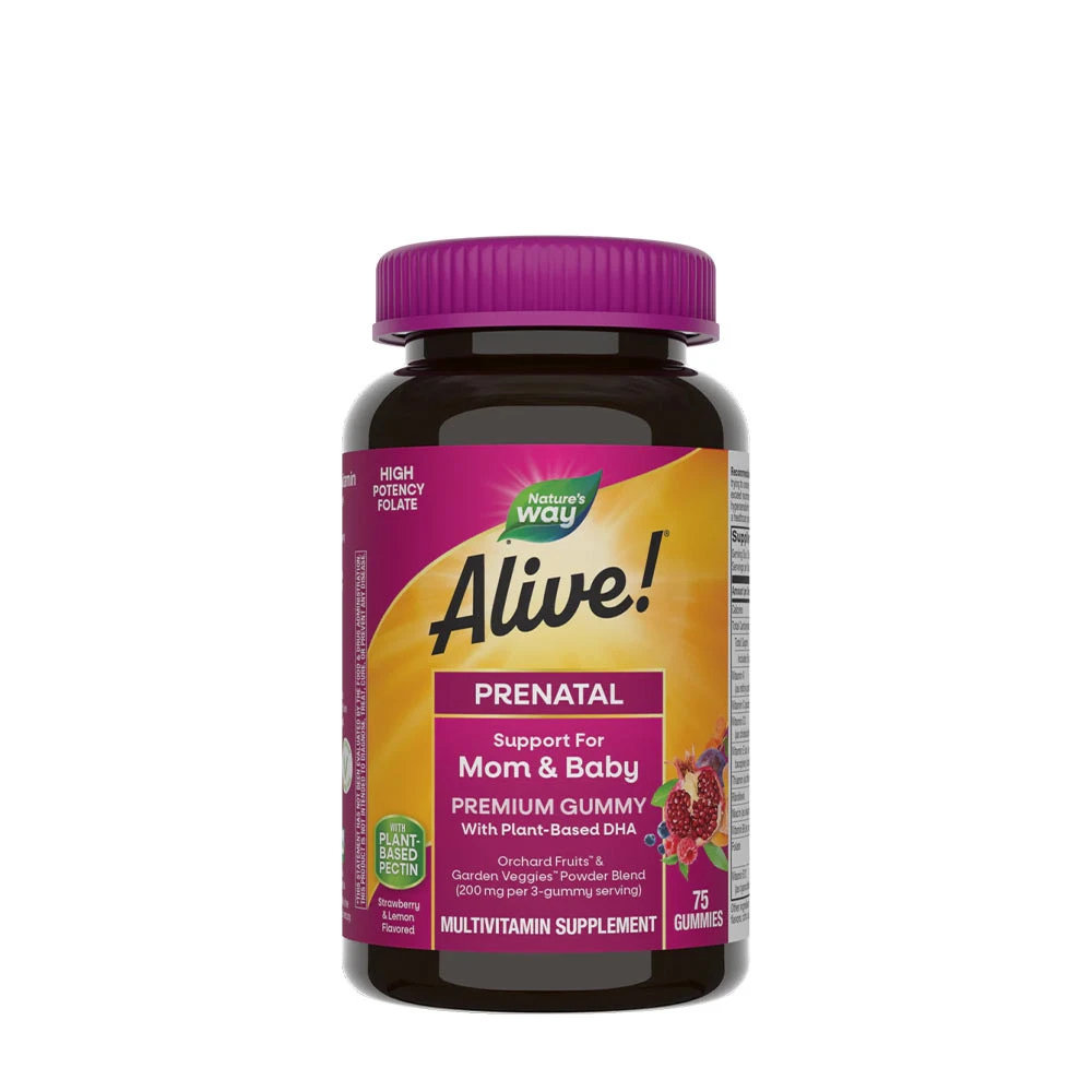 Nature's Way – Alive! Premium Prenatal Gummies, Jordbær Citron 75 stk