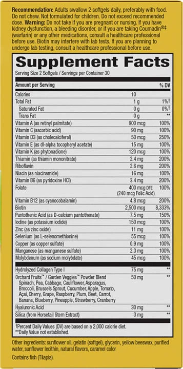 Natures Way - Hair Skin & Nail 60 Softgels - Billede 2
