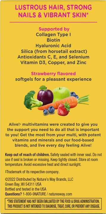 Natures Way - Hair Skin & Nail 60 Softgels - Billede 3