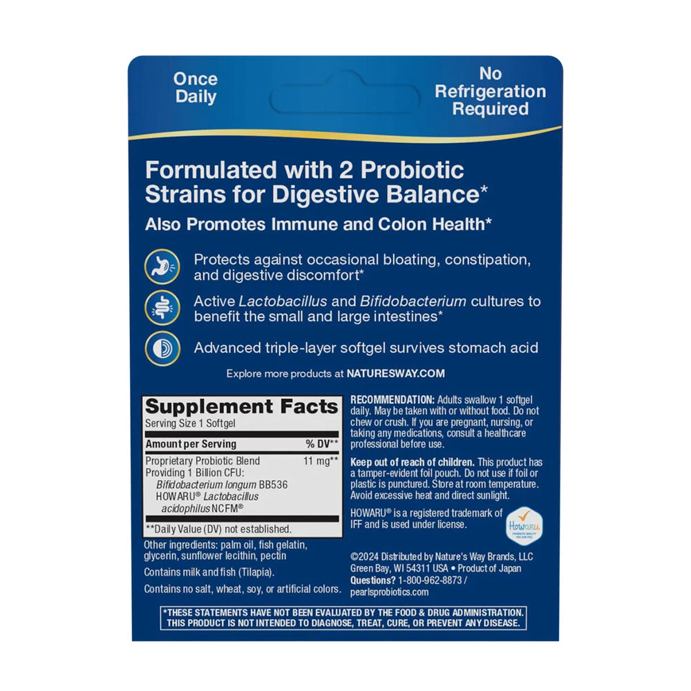 Natures Way - Probiotic Pearls Acidophilus 30 Softgels - Billede 2