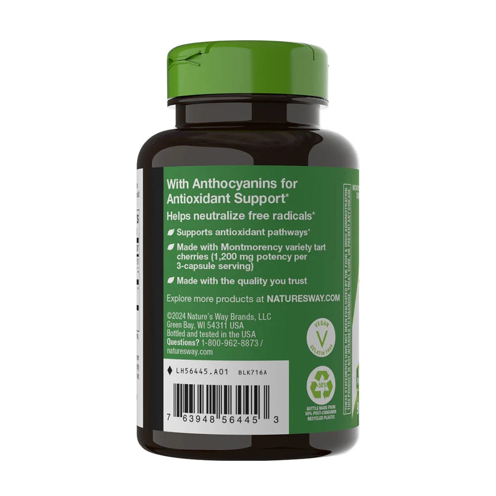 Natures Way - Tart Cherry Ultra 90 Veg Kapsler - Billede 3