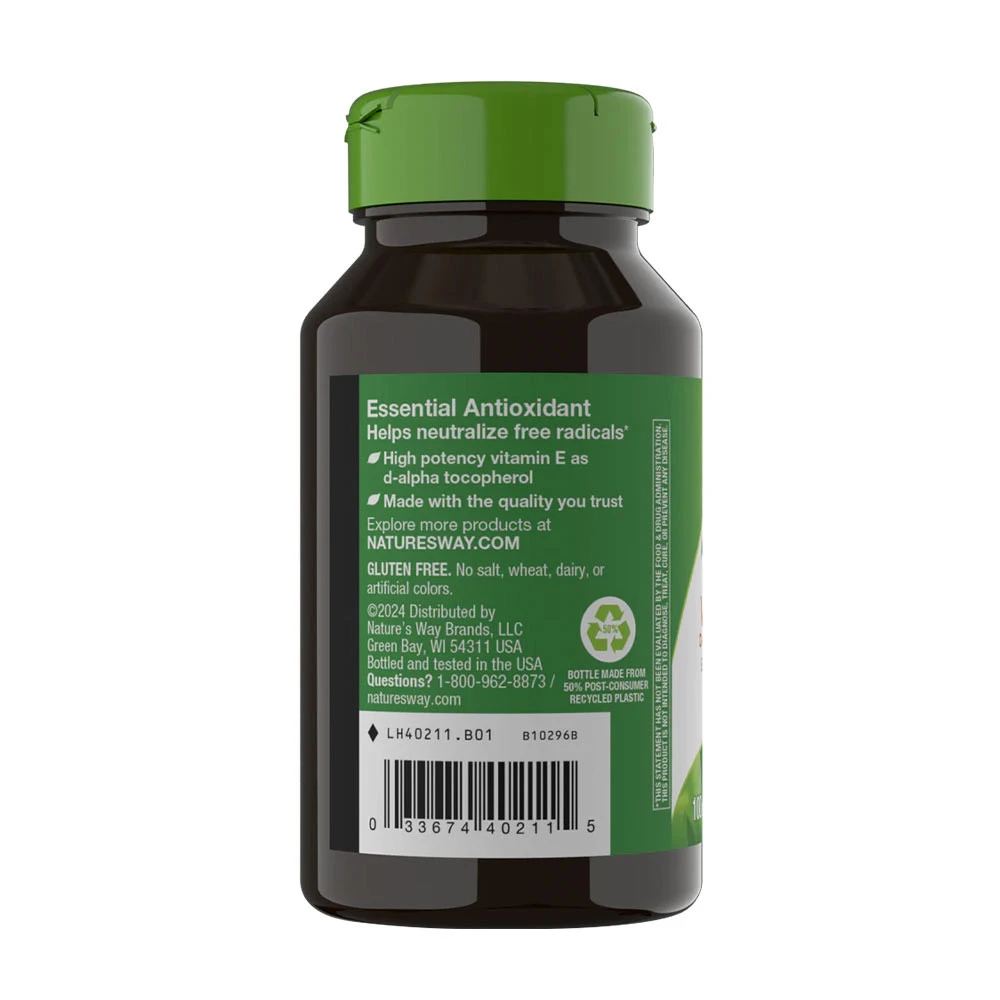 Nature's Way - Vitamin E D-Alpha Tocopherol 100 Softgels - Billede 3