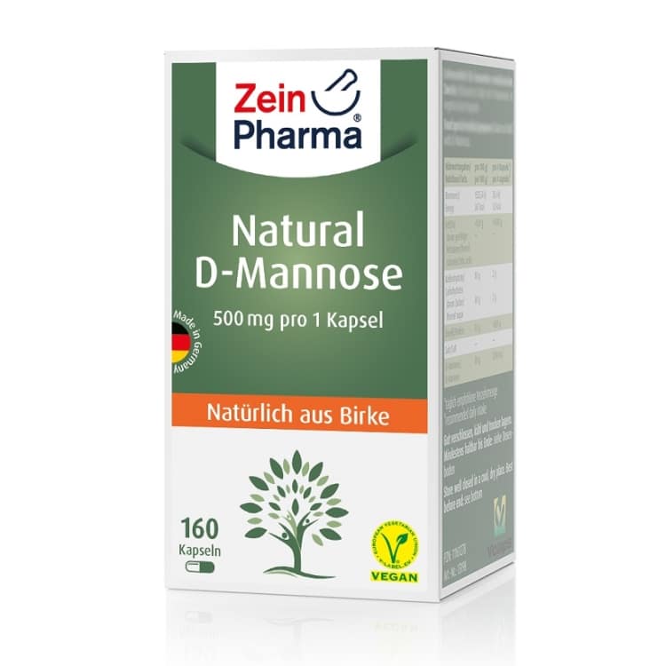 Zein Pharma Natural D-Mannose 500 mg 160 vegetabilske kapsler