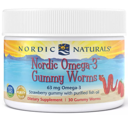 Nordic Omega-3 Gummy Orme, 63 mg Jordbær - 30 gummy orme